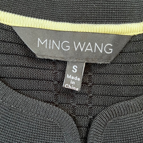 Ming Wang Sz small Black Pale Yellow Acrylic 3/4 Knit Jacket Blazer - Picture 3 of 8